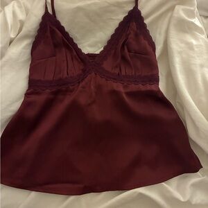 NWT Burgundy Lace Trim Cami Top